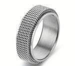 Fidget Spinning Ring Mens Chain Woven Mesh