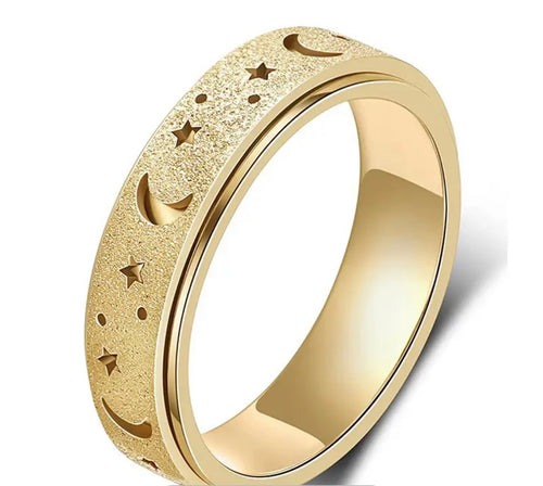Fidget Spinning Ring Moon & Stars