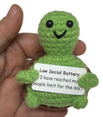 Low Social Battery Turtle - Mini Hand Crochet Plush Support
