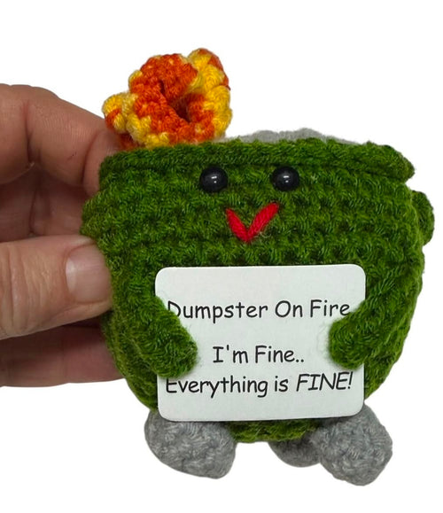 Mini Dumpster On Fire - Mini Hand Crochet Plush Support