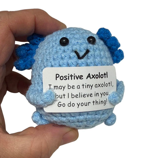 Positive Axolotl - Mini Hand Crochet Plush Support