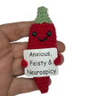 Anxious, Feisty & Neurospicy Chilli - Mini Hand Crochet Plush Supports