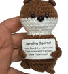 Spiralling Squirrel- Mini Hand Crochet Plush Support