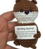 Spiralling Squirrel- Mini Hand Crochet Plush Support