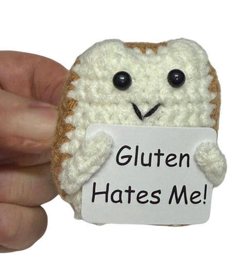 Mini Bread Gluten Hates Me - Hand Crochet Plush Support