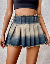 Distressed Denim Skirt