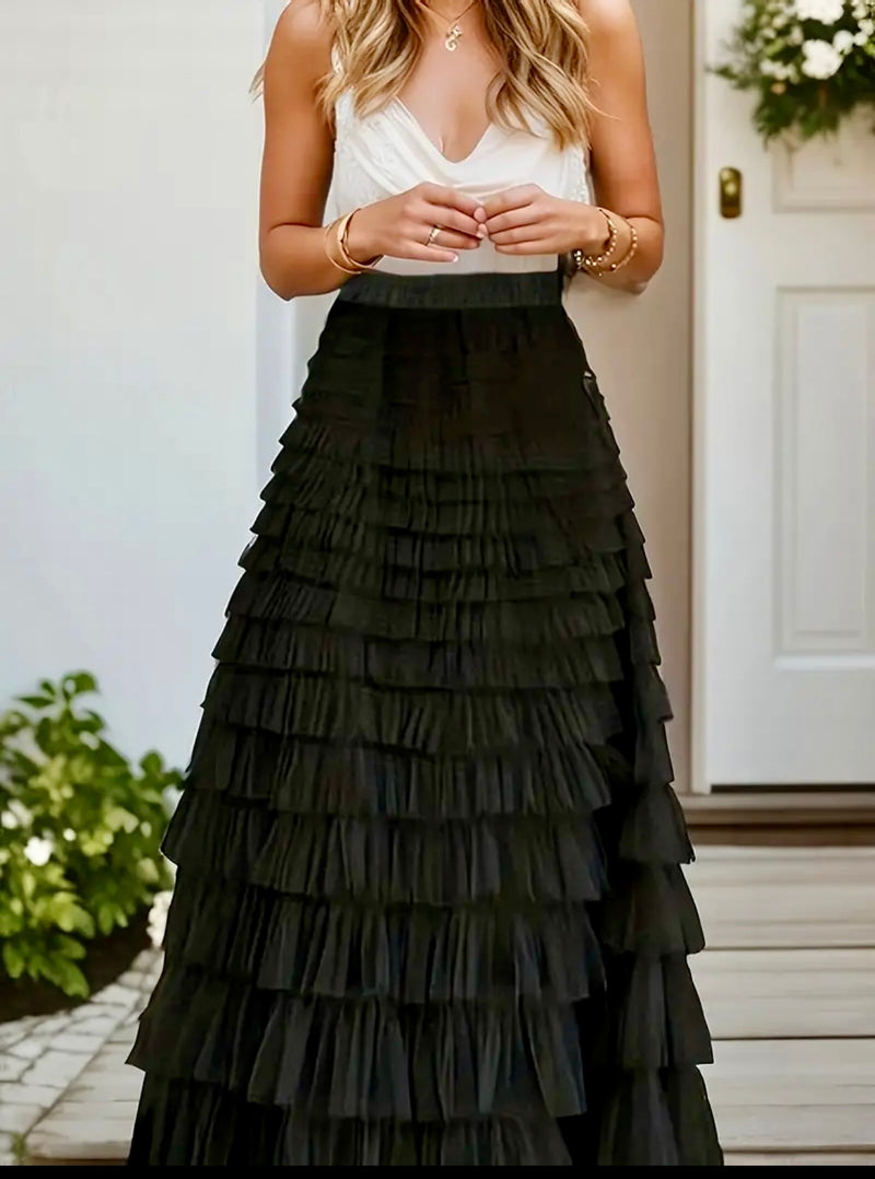 Multilayer Ruffle Tulle Skirt